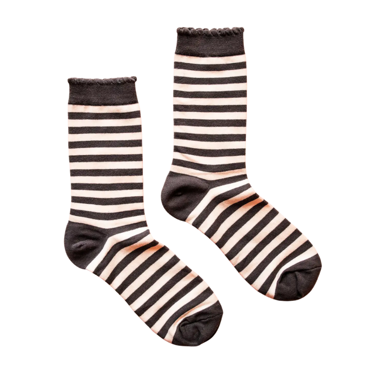 Charcoal Black Halloween Striped Crew Socks