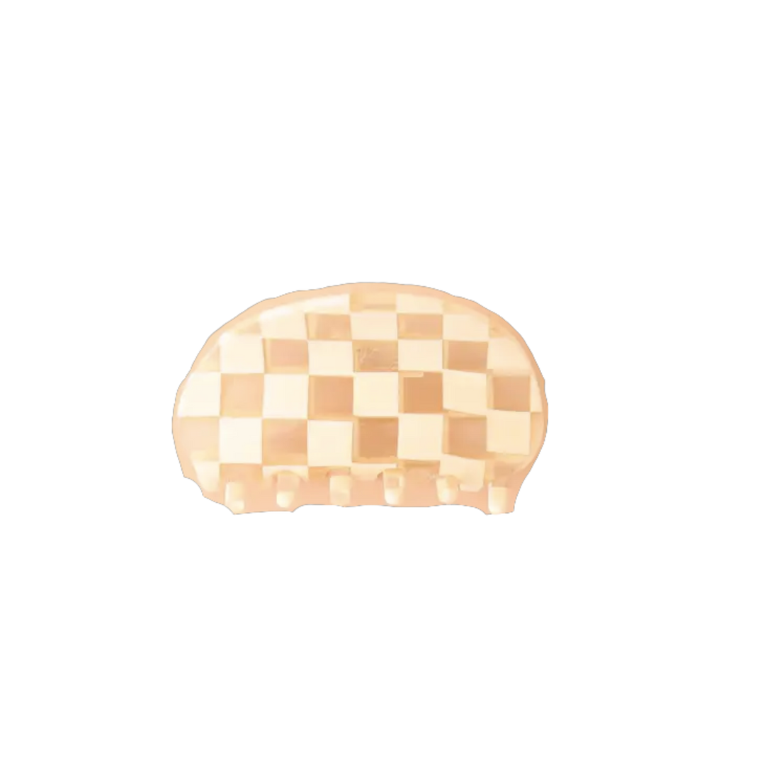 Round Checker Hair Claw - Clear/Ivory