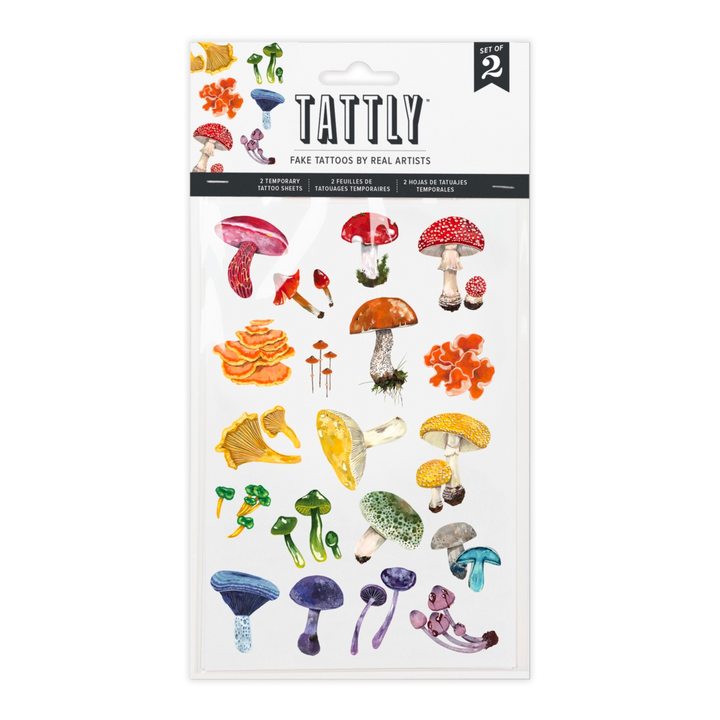 Colorful Mushrooms Tattoo Sheet