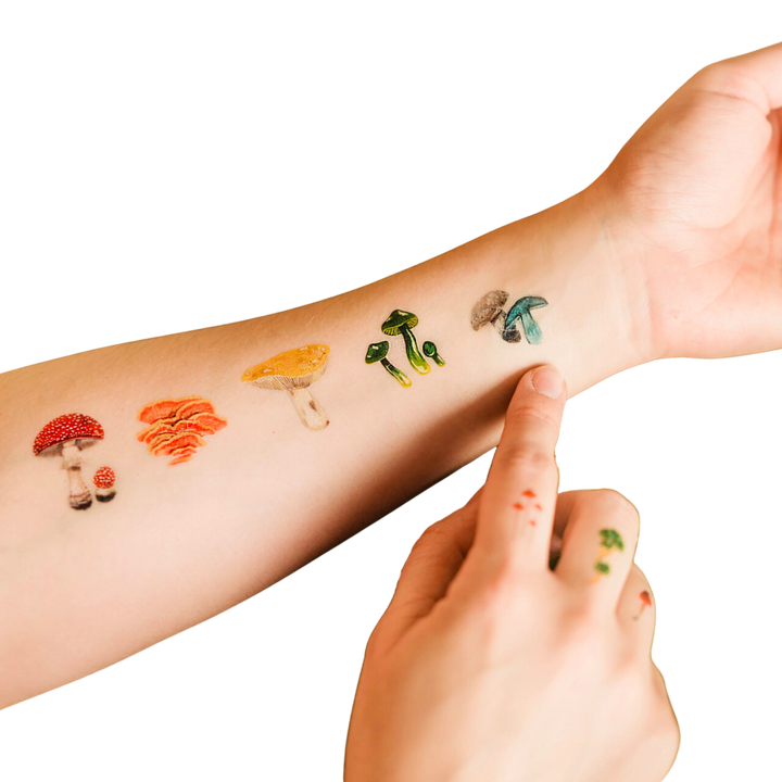 Colorful Mushrooms Tattoo Sheet