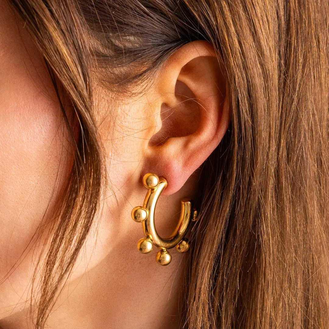 Naomi Medium Ball Hoop Earrings
