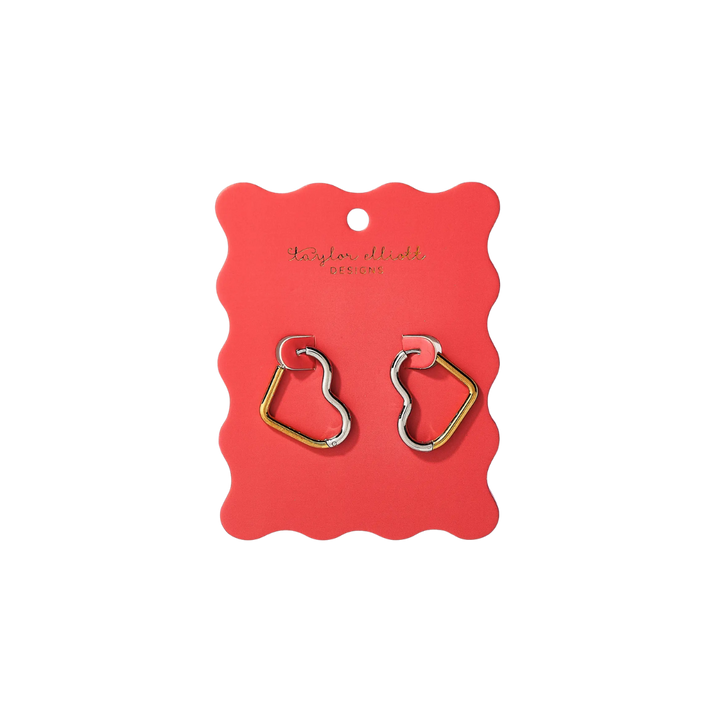 Florence Two-Tone Heart Huggie Earrings