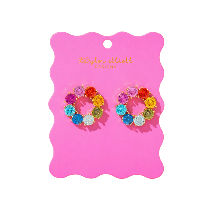 Paige Colorful Gems Circle Drop Earrings