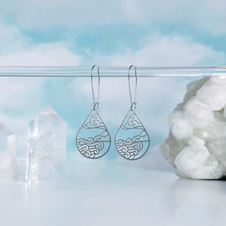 Moon Ocean & Sun Mountain Silver Earrings