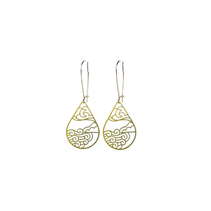 Moon Ocean & Sun Mountain Gold Earrings