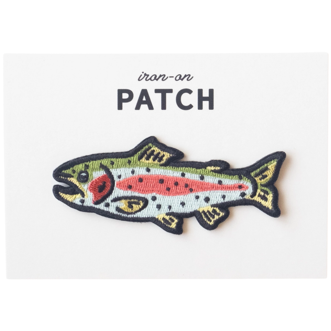 Rainbow Trout Embroidered Iron On Patch