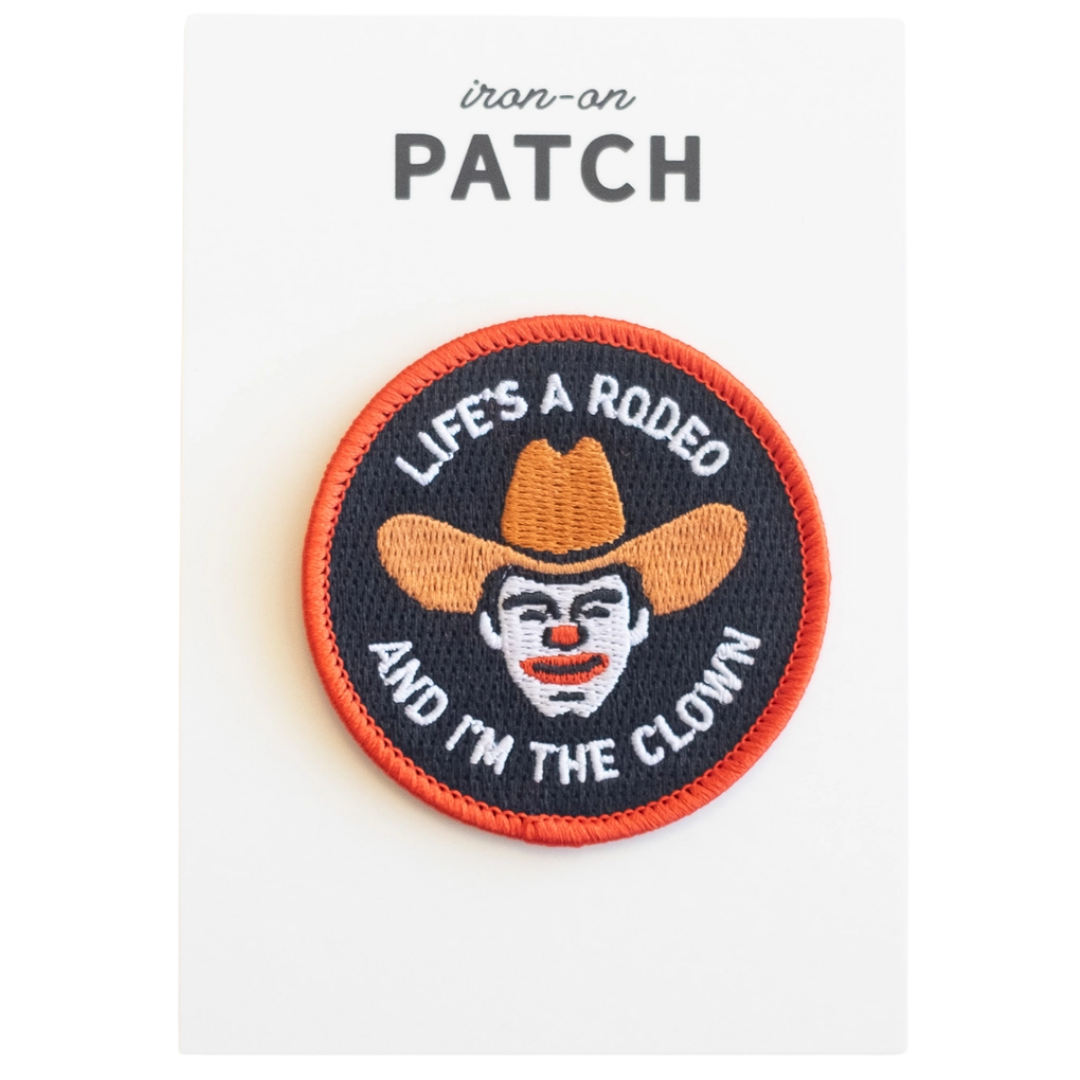 Rodeo Clown Iron on Patch