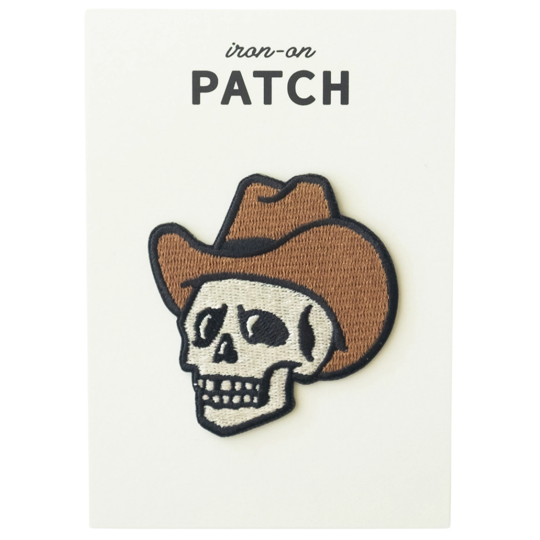 Cowboy Skull Embroidered Iron On Patch