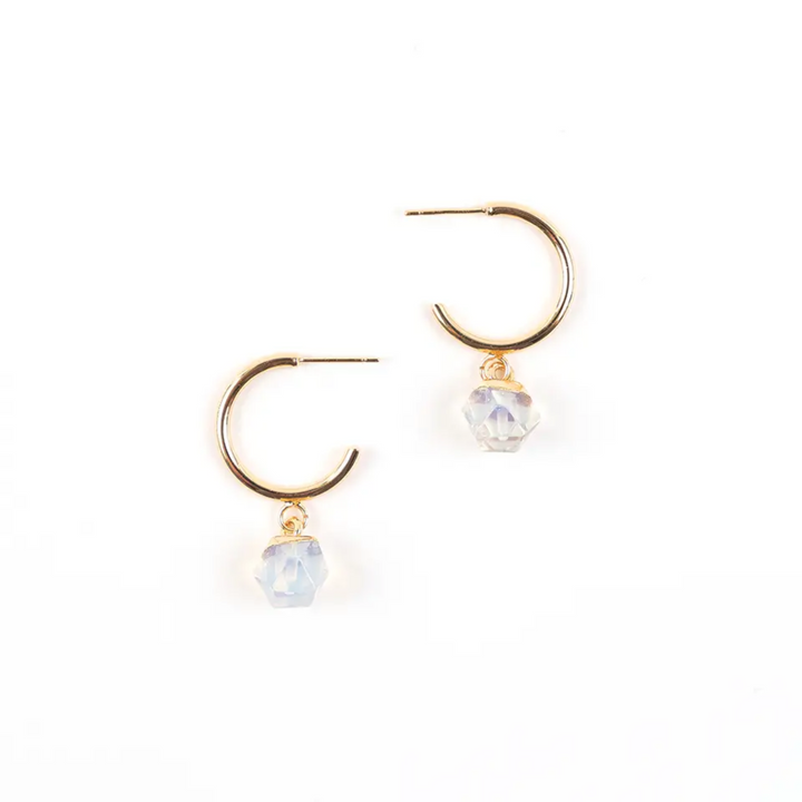 Faceted Stone Gold Hoops