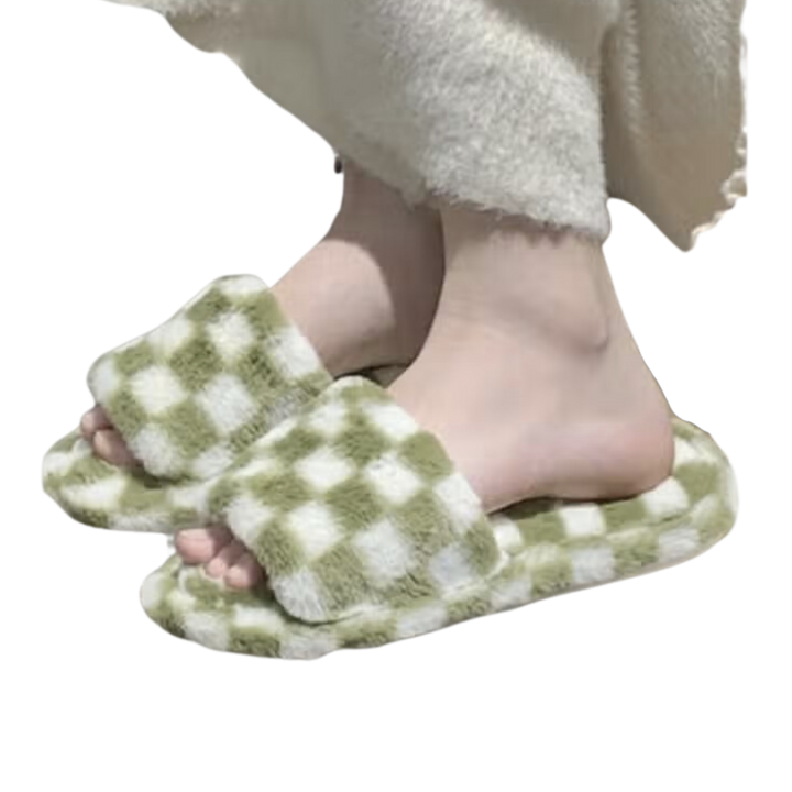 Checkered Fuzzy Slippers