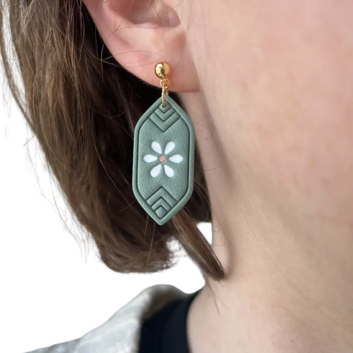 Seafoam Daisy Earrings