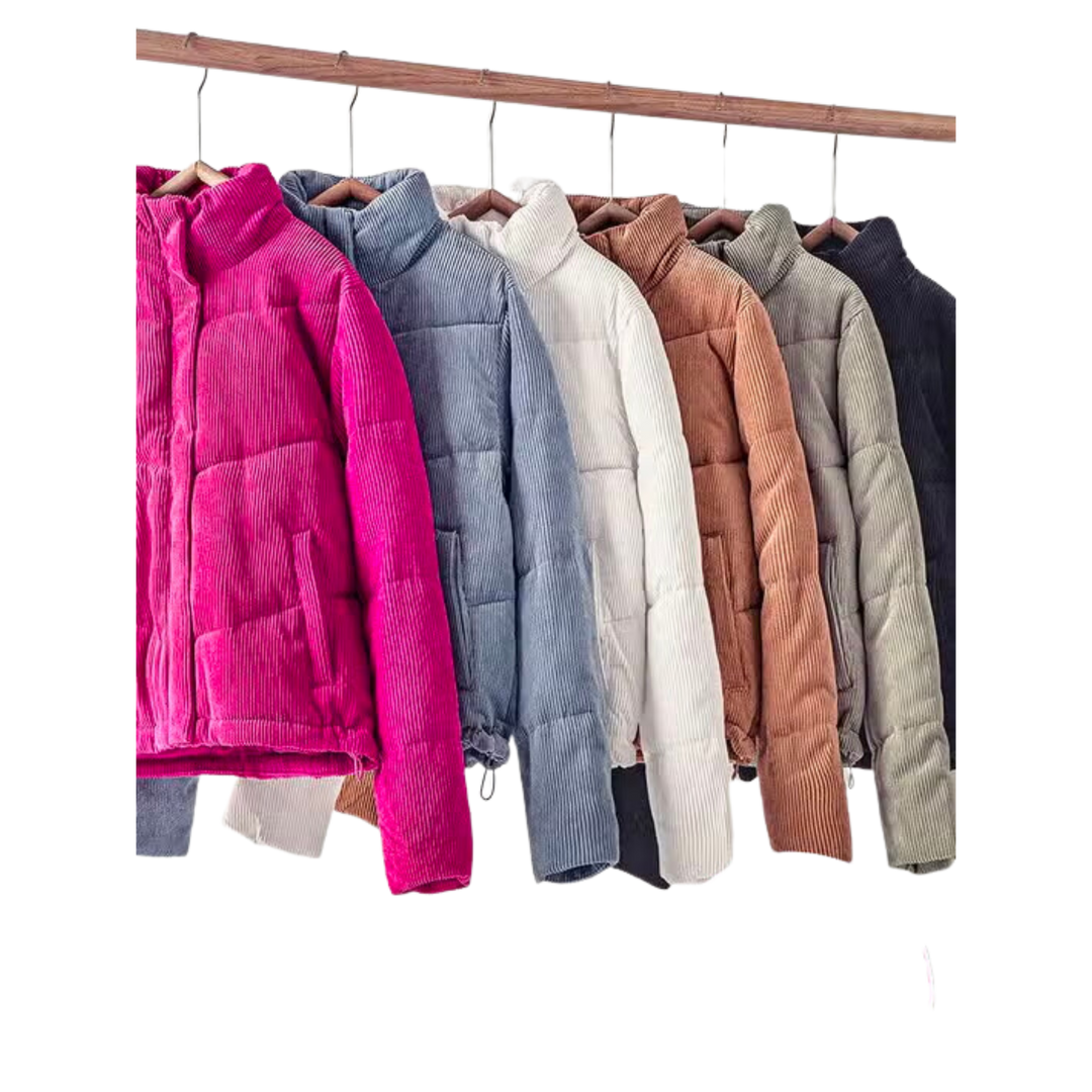 High Neck Corduroy Puffer Jacket
