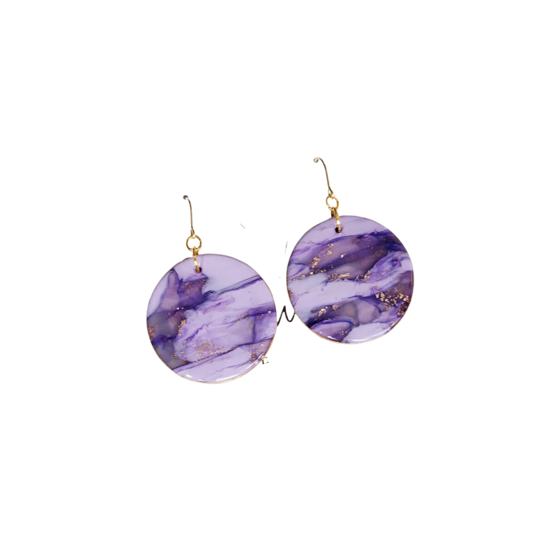 Faux Amethyst Circle Dangles