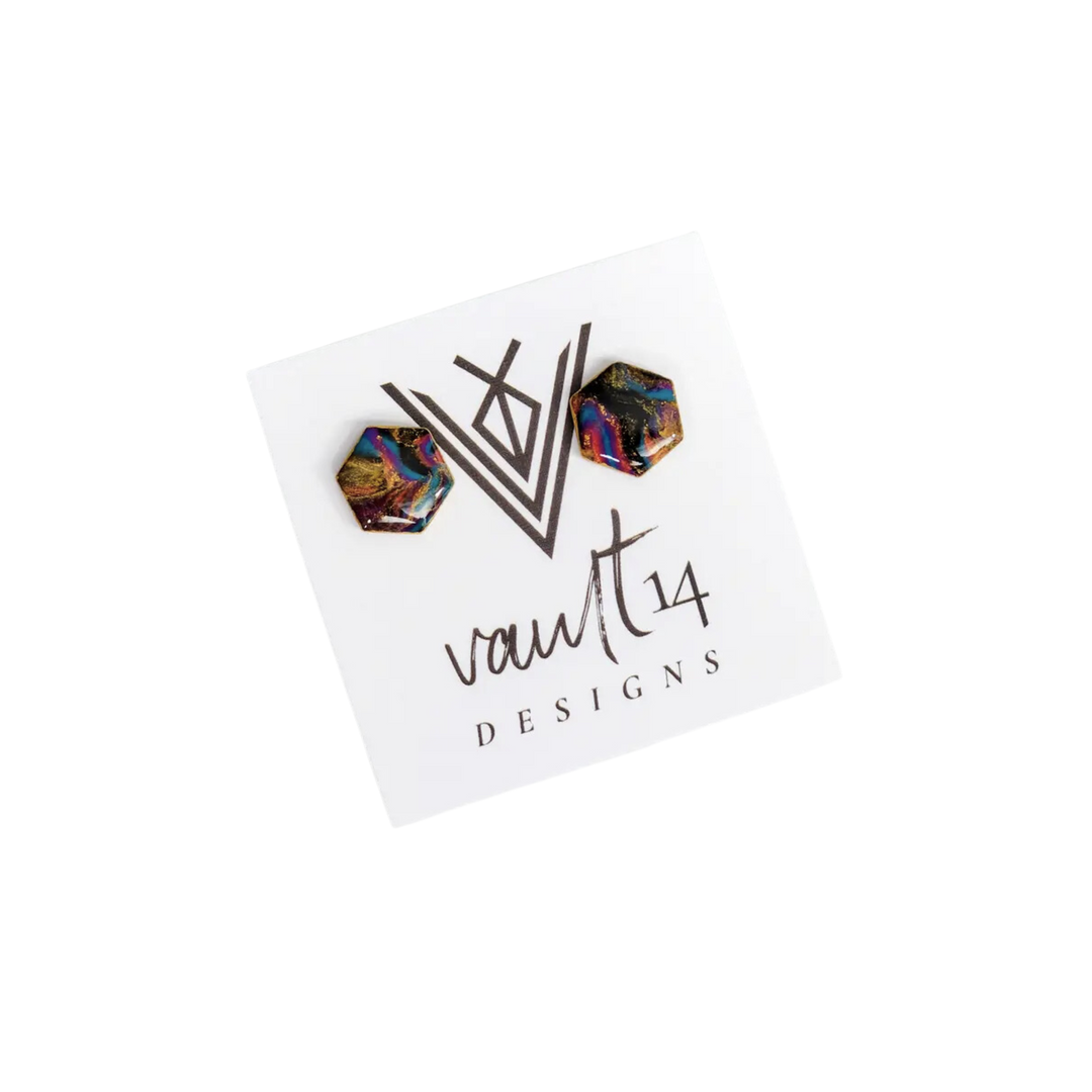 Colorful Hexagon Stud Earrings