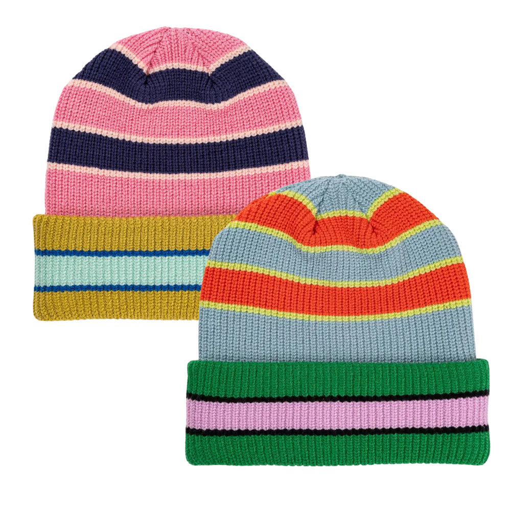 Zipper Stripe Plush Beanie