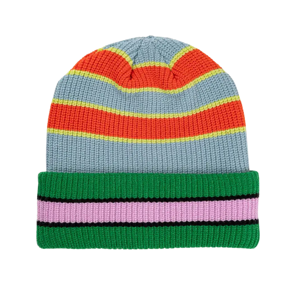 Zipper Stripe Plush Beanie