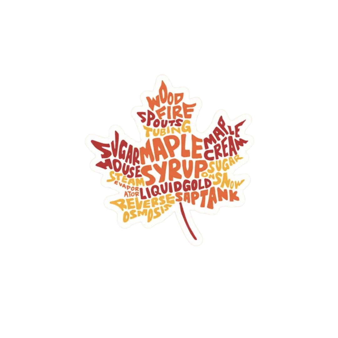Hand-Lettered Maple Syrup Leaf Sticker