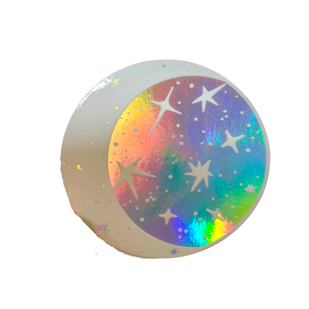 Rainbow Holographic Moon & Stars Vinyl Sticker