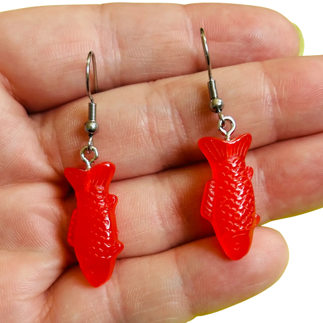 Red Candy Fish Earrings
