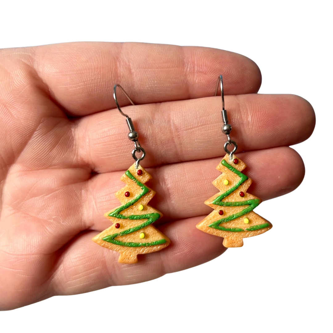 Gingerbread Tree Cookie Earrings