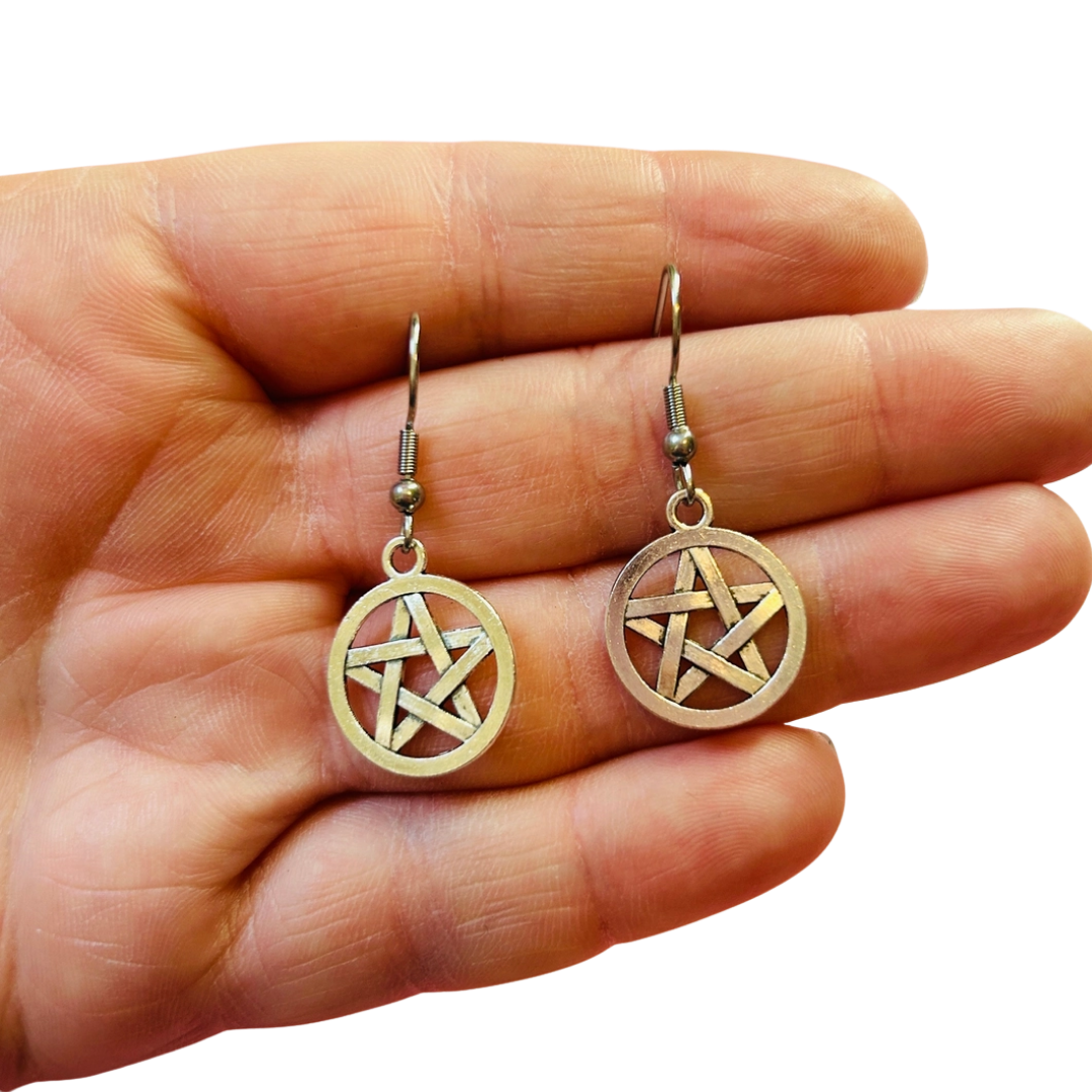 Silver Pentagram Earrings