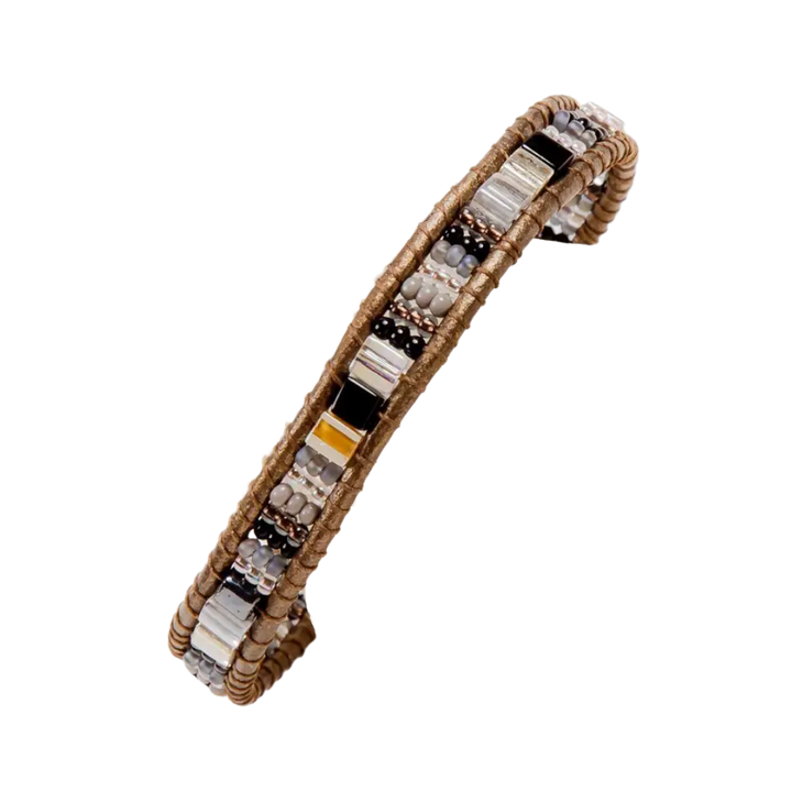 Miyuke Bead and Leather Bracelet