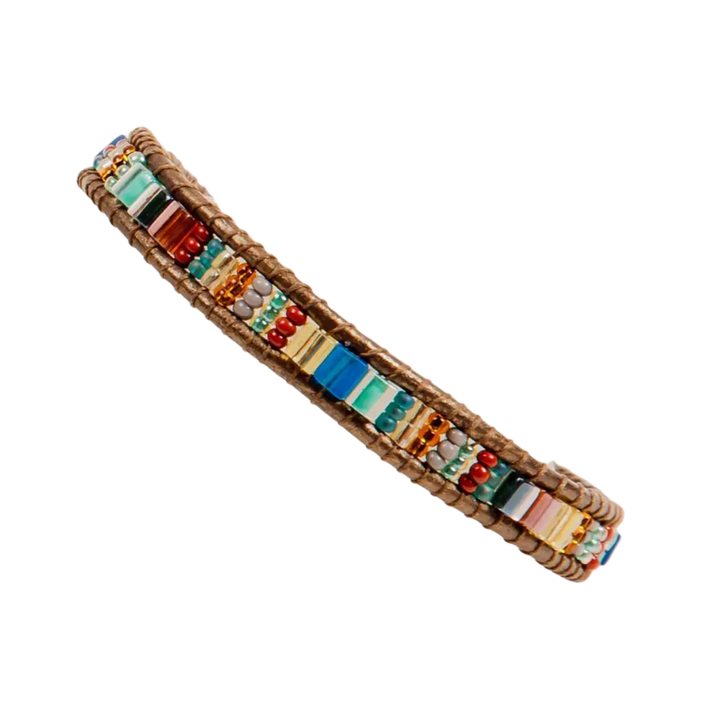 Miyuke Bead and Leather Bracelet