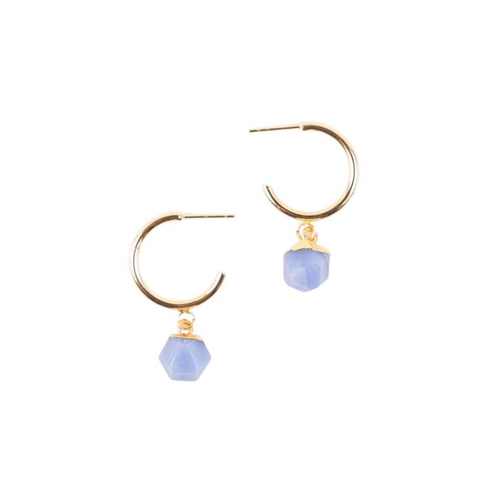 Faceted Stone Gold Hoops