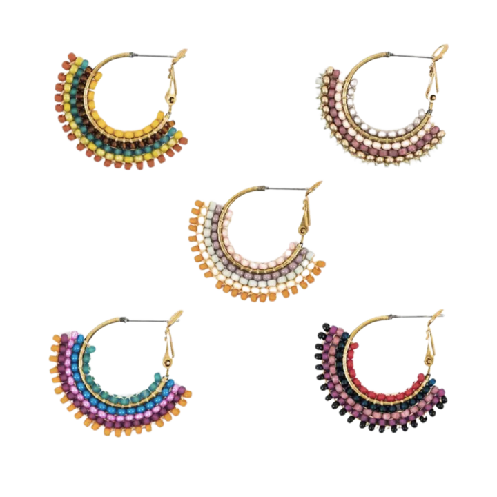 Handmade Beaded Skirt Hoop Earrings