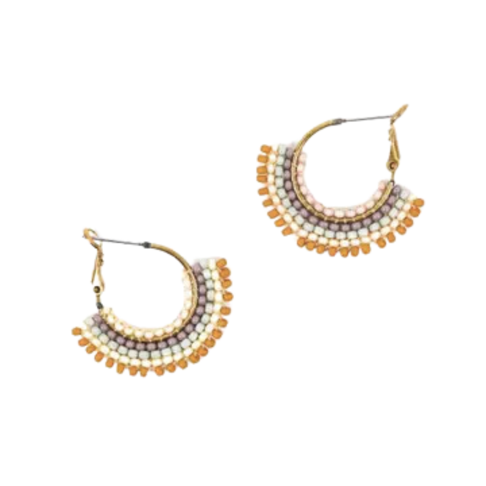 Handmade Beaded Skirt Hoop Earrings