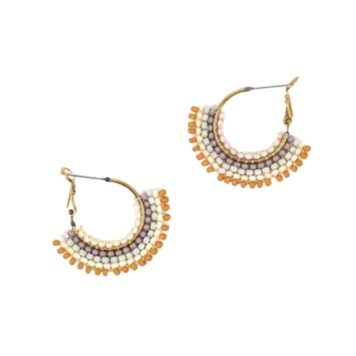 Handmade Beaded Skirt Hoop Earrings