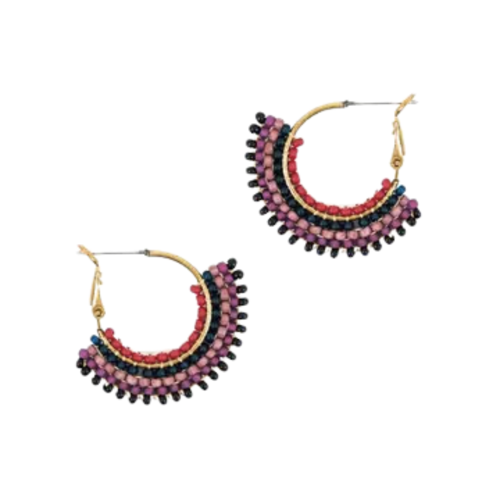 Handmade Beaded Skirt Hoop Earrings