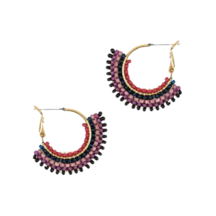 Handmade Beaded Skirt Hoop Earrings