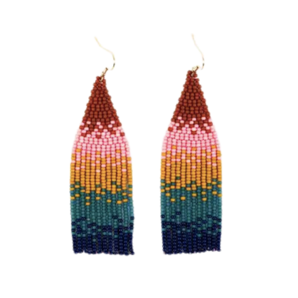 Ombre Beaded Fringe Earrings