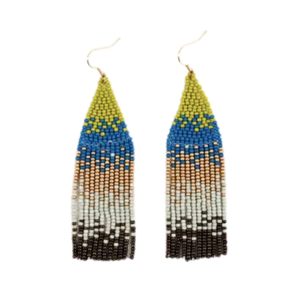 Ombre Beaded Fringe Earrings