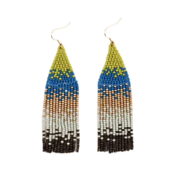 Ombre Beaded Fringe Earrings