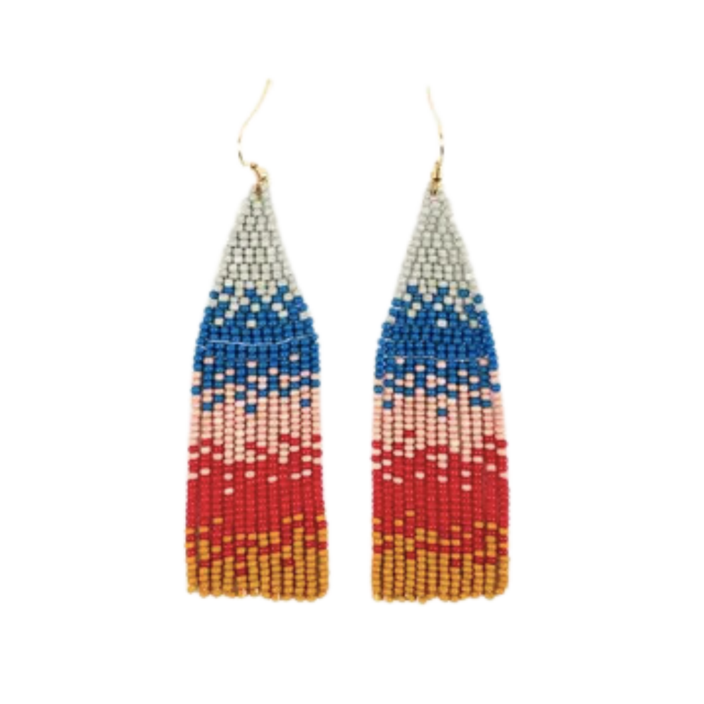 Ombre Beaded Fringe Earrings