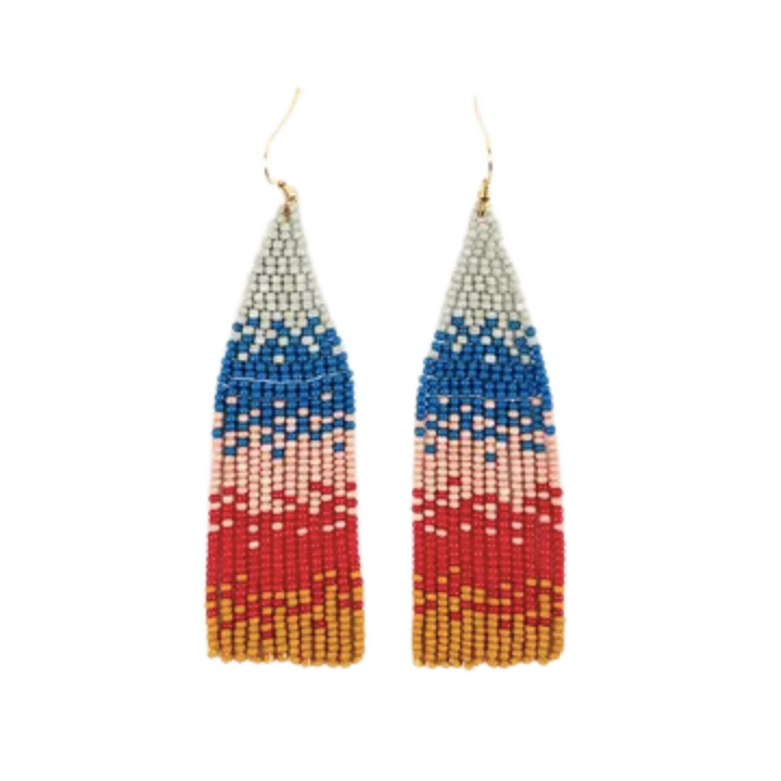 Ombre Beaded Fringe Earrings