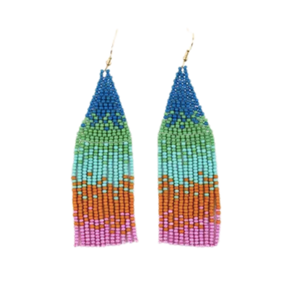 Ombre Beaded Fringe Earrings