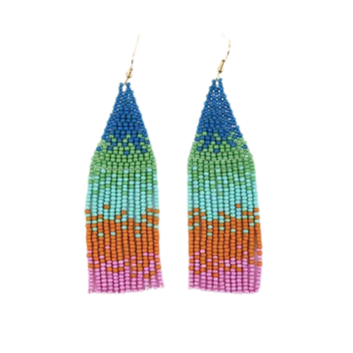 Ombre Beaded Fringe Earrings