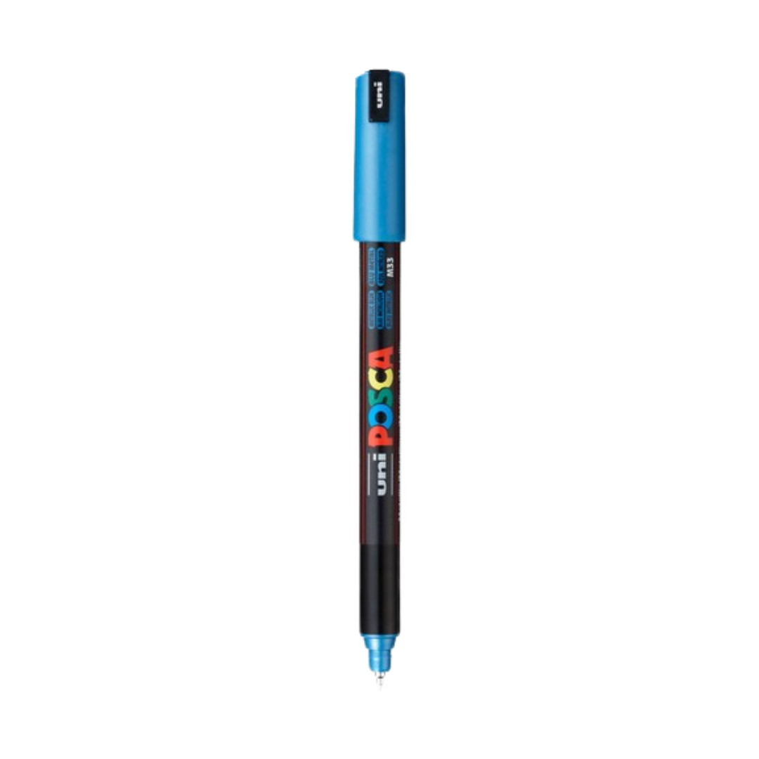 POSCA PC-1MR Acrylic Paint Marker – Extra-Fine Metal Tip Metallic Blue