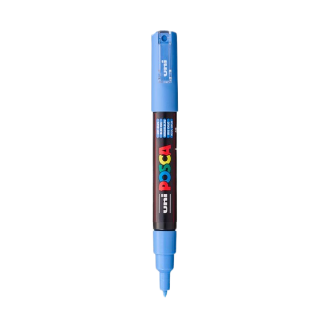 POSCA PC-1M Acrylic Paint Marker – Extra-Fine Tapered Bullet Tip Sky Blue