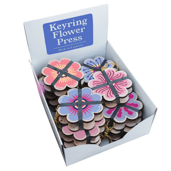 Keyring Flower Press - Assorted Pinks & Blues