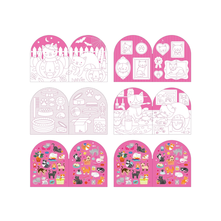 Cats Coloring Book + Stickers