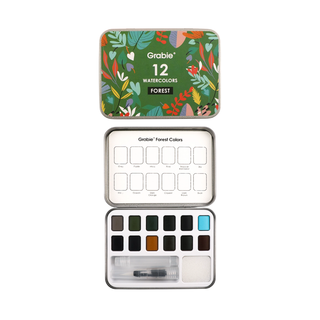 Watercolor Pocket Set of 12 with Brush - Forest Colors