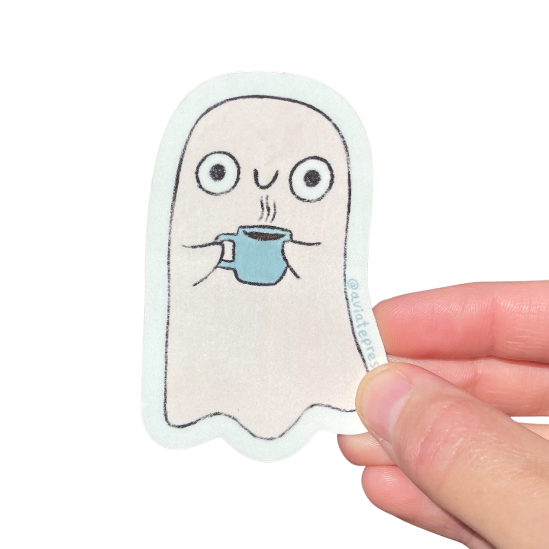 Ghost with Coffee Sticker
