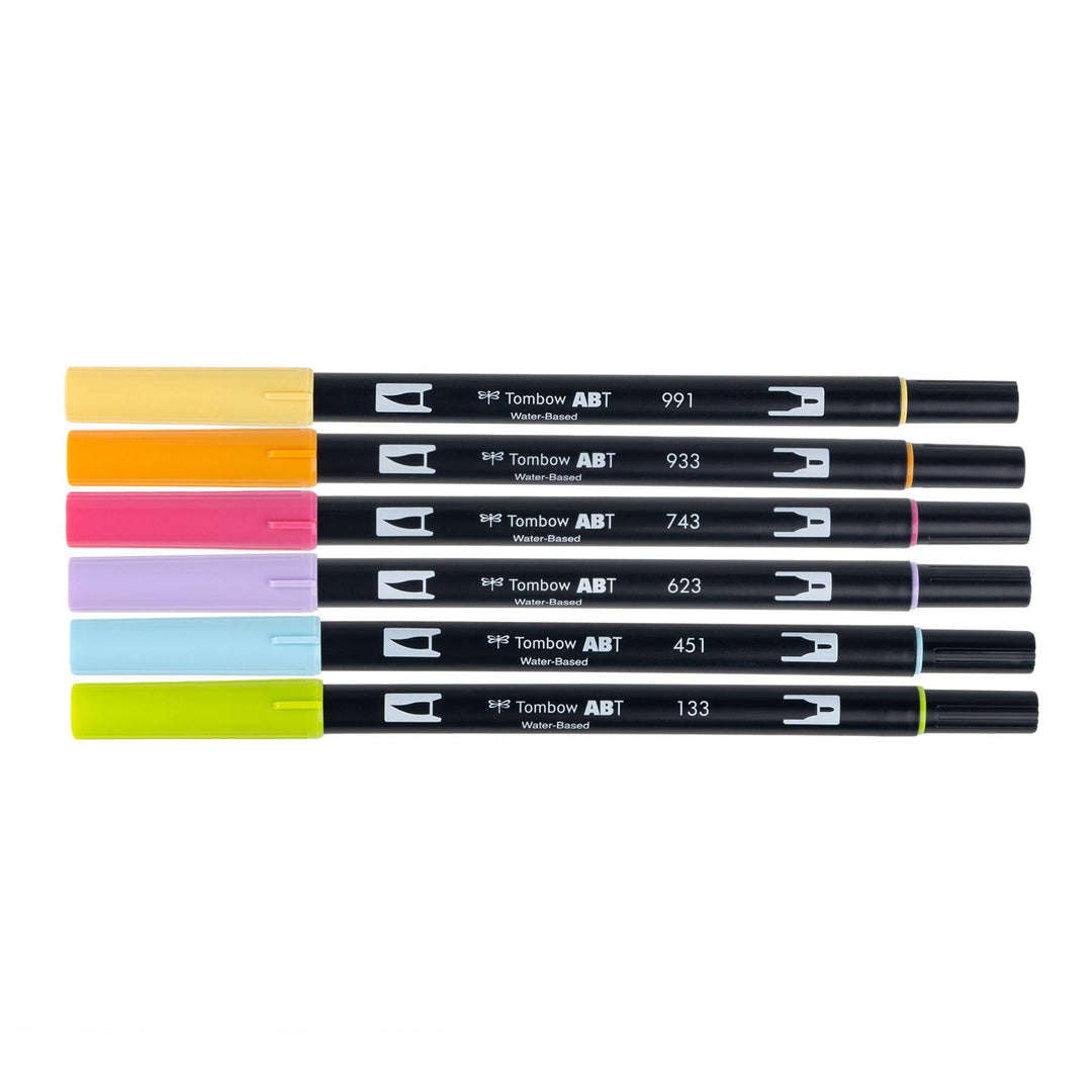 Dual Brush Pen Art Markers, Yay Sorbet, 6-Pack