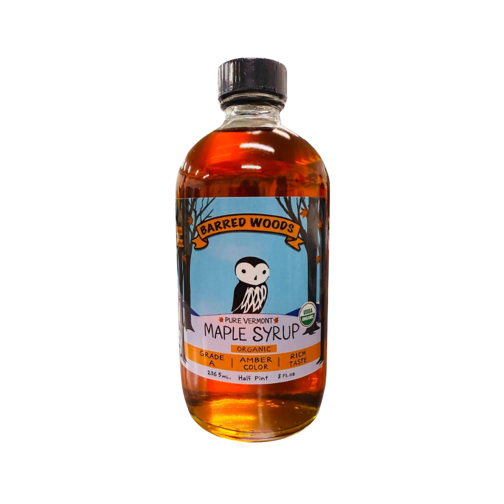Glass Bottle of Pure Vermont Organic Maple Syrup - Half Pint