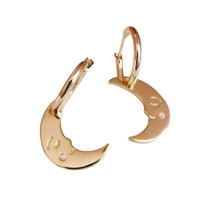 You are My Moonlit Secret Moon Hoop Earrings
