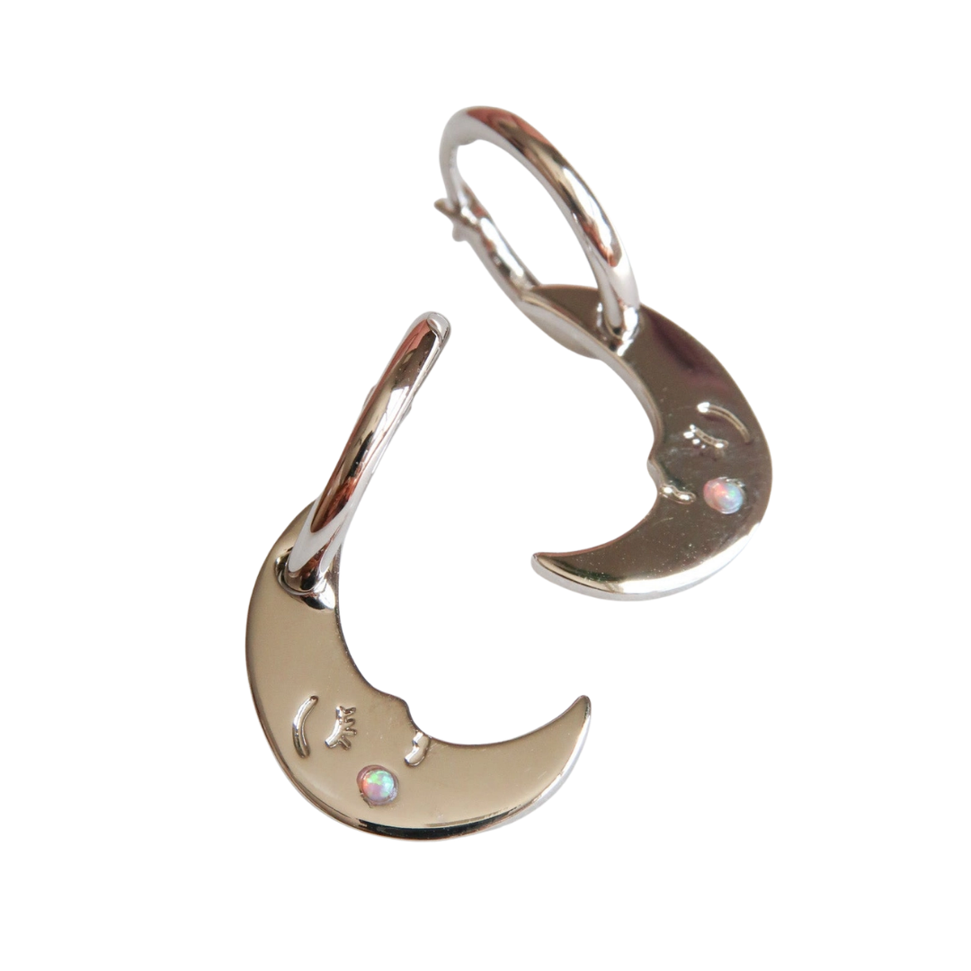 You are My Moonlit Secret Moon Hoop Earrings